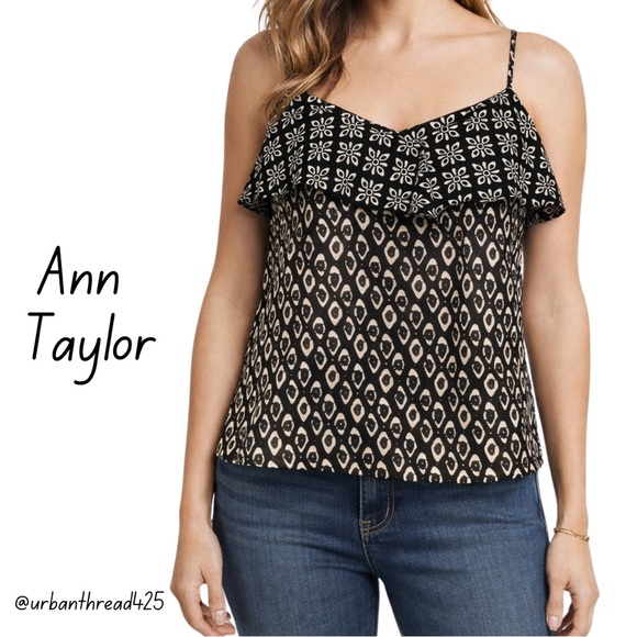๐ค๐ค NWOT Ann Taylor Factory Print Ruffle Tank Top โ Size Medium โ BRAND NEW - Picture 1 of 6